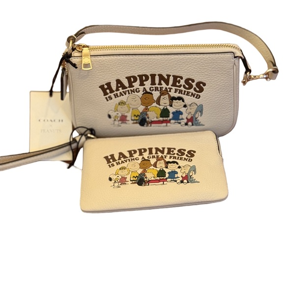 Coach Cream Cartoon Print Wristlet and Clutch Set - Picture 1 of 3